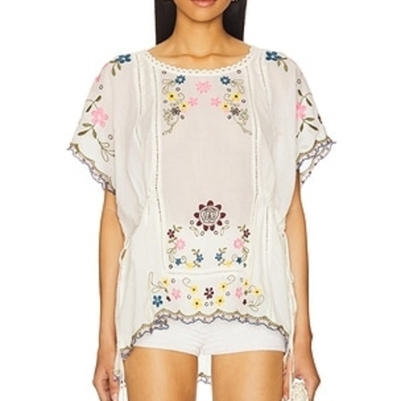 Free People Tops - Free People Danielle Embroidered Boho Top Cloud Dancer Ivory Small NWT